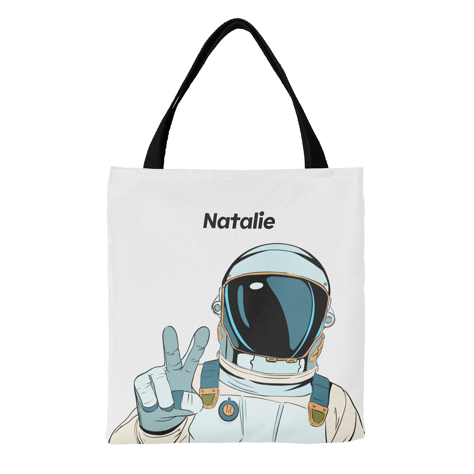 Personalized Animal Astronaut Canvas Tote Bag - Eco-Friendly Reusable Shopping Bag for Travel, School & Work - Unique Gift Idea for Space Lovers