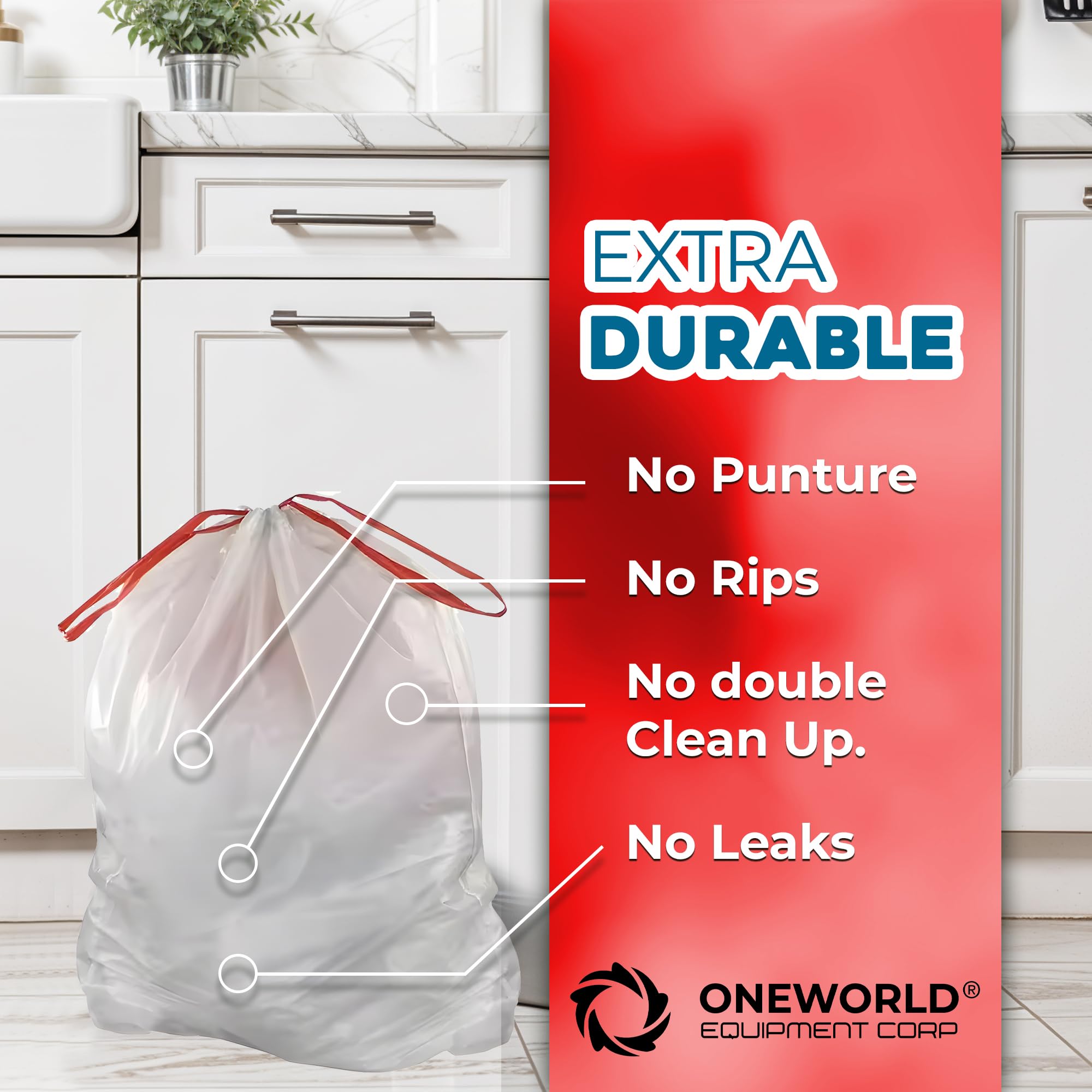 Heavy Duty Industrial Garbage Bags - Extra Large 13 Gallon Trash Bags for Yard, Kitchen & Commercial Use (White) | Durable Waste Disposal Solution for Home, Office & Outdoor Cleaning