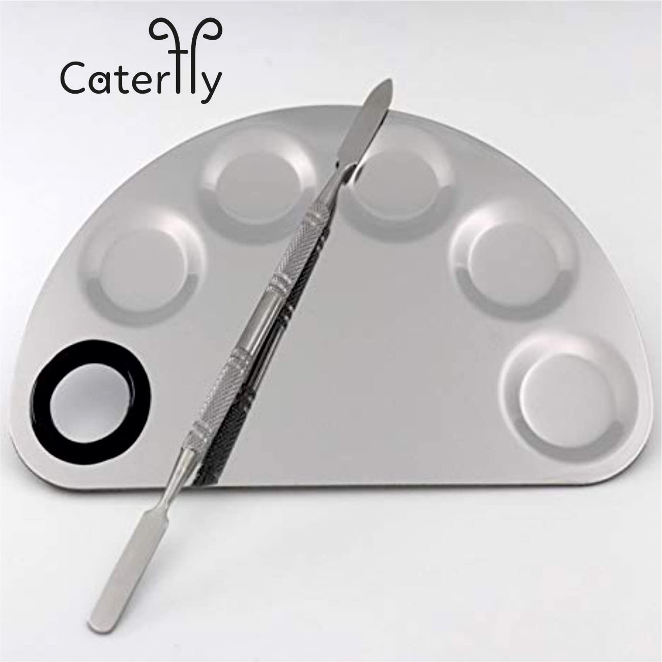 Professional Round Steel Makeup Palette with Spatula - Perfect for Mixing & Blending Creams & Powders | Achieve Flawless Makeup Looks | Ideal for Makeup Artists & Beauty Enthusiasts | Great for Studio, Home Use & Travel | Pack of 1