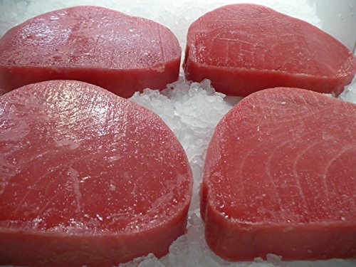 Premium Frozen Yellowfin Tuna Steaks - 2 Pound Pack | Sashimi-Grade, Wild-Caught Fish for Grilling, Sushi & Healthy Meals