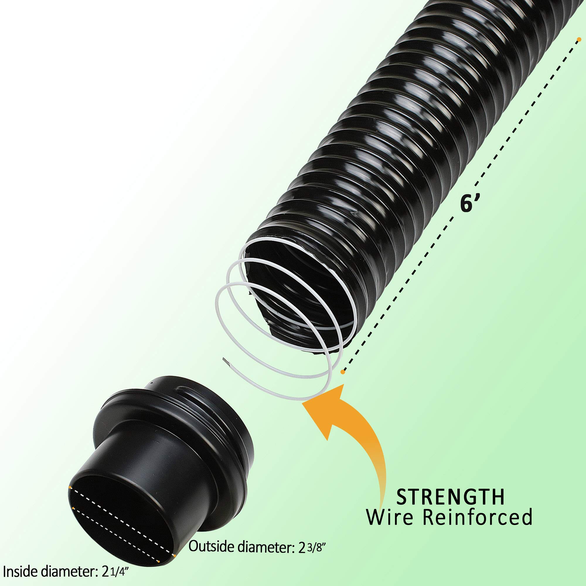 2 1/2 Inch Vacuum Dust Collection Hose Kit for Woodworking - Includes Nozzle, Brush & 6ft Hose | Shop Vac Accessories for Sawdust Cleanup | Perfect for Workshop, Garage & DIY Projects