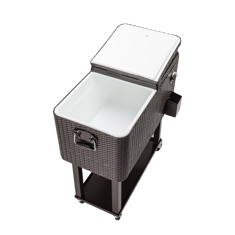 80 Quart Rolling Cooler with Wheels - Portable Ice Chest for Drinks & Beverages | Heavy Duty Party Cooler Cart for Backyard, Pool, Tailgating & Outdoor Events | Includes Shelf & Bottle Opener