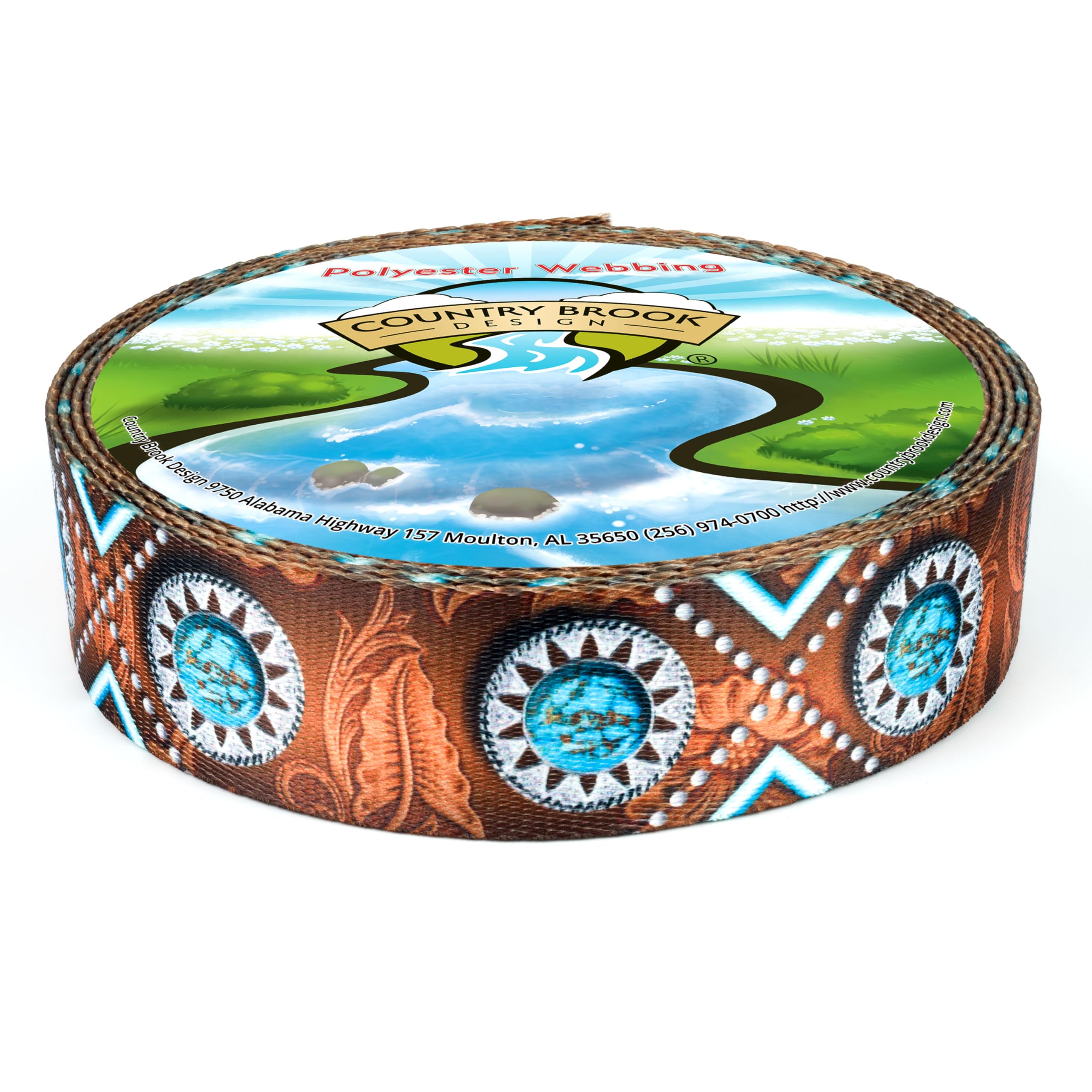 Country Brook Design - Saddle Up Polyester Webbing Dog Collar - Durable Nylon Pet Collar for Medium & Large Dogs - Perfect for Training, Hiking & Outdoor Adventures