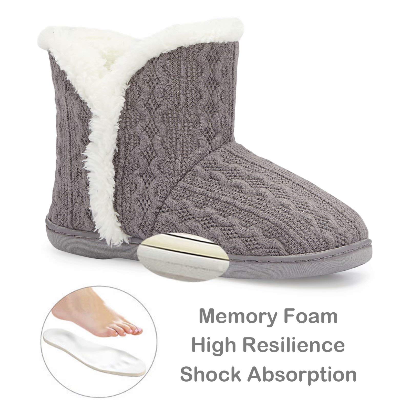 TUOBUQU Women's Cozy Plush Bootie Slippers - Warm Winter House Shoes for Indoor & Outdoor Use - Perfect for Home, Office, and Cold Weather Comfort