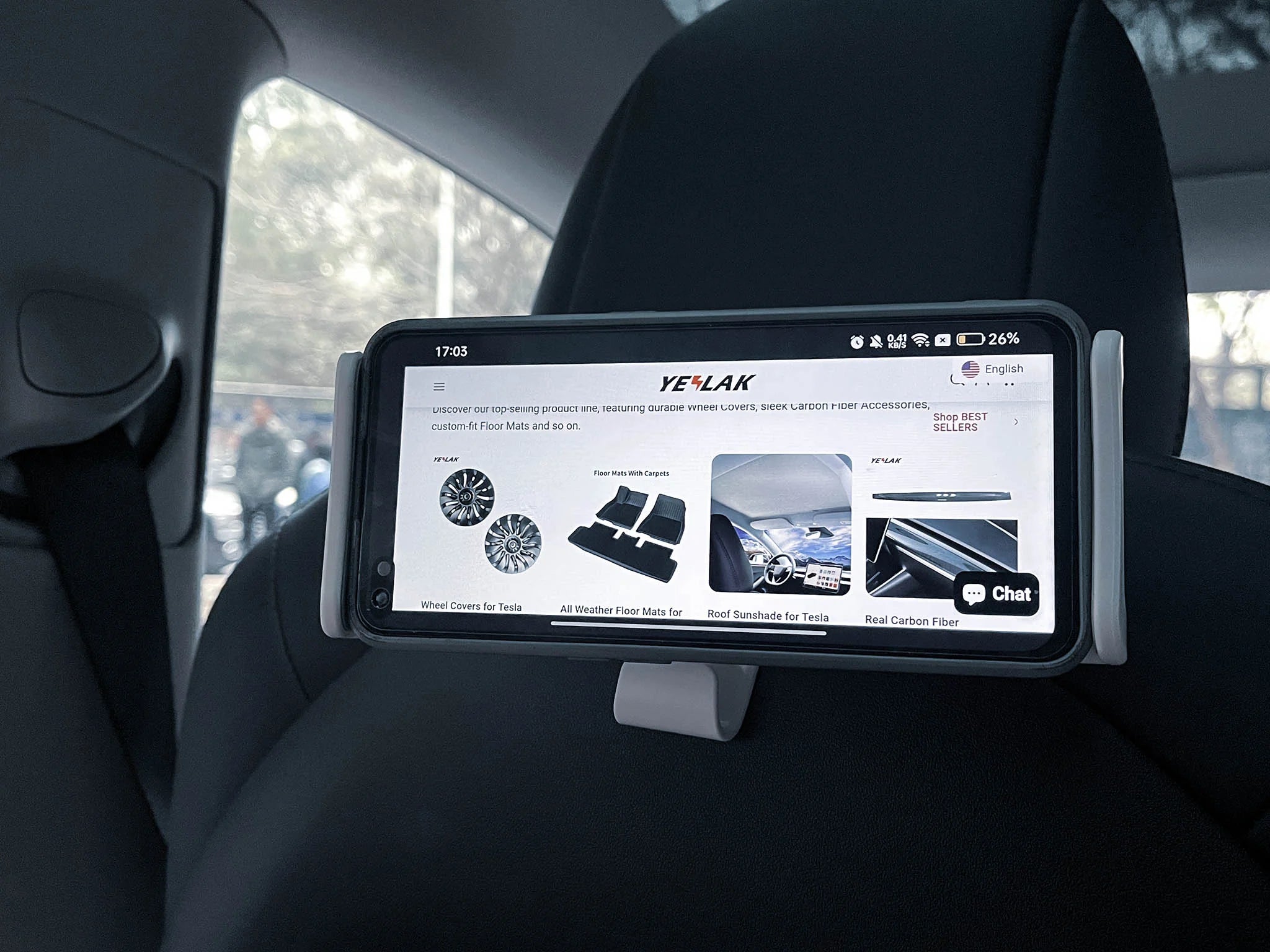 Universal Backseat Car Phone & iPad Holder - Headrest Mount for Tesla Model 3/Y & Model 3 Highland | Secure Tablet & Smartphone Stand for Kids Entertainment & Road Trips