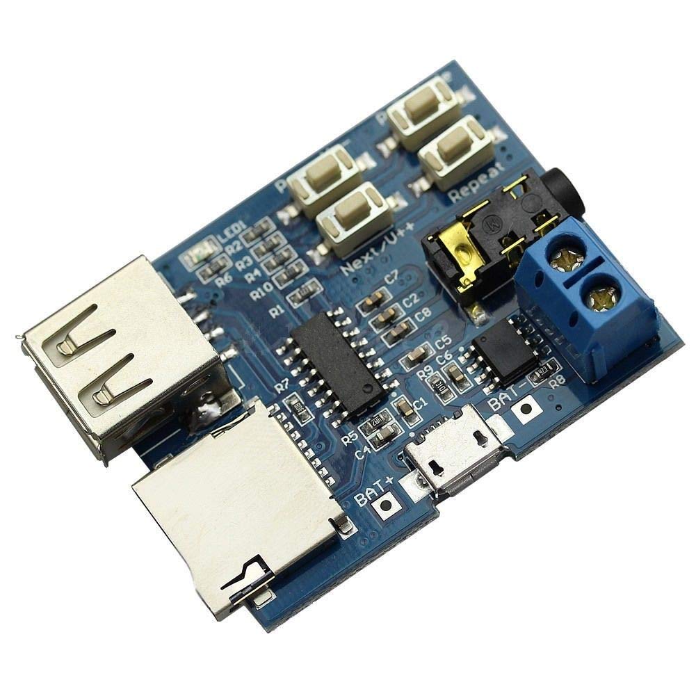 Hailege 2pcs TF Card MP3 Decoder Player Module with Audio Amplifier - Micro USB 5V Power Supply - Portable Music Player for DIY Projects, Car Audio Systems & Home Entertainment