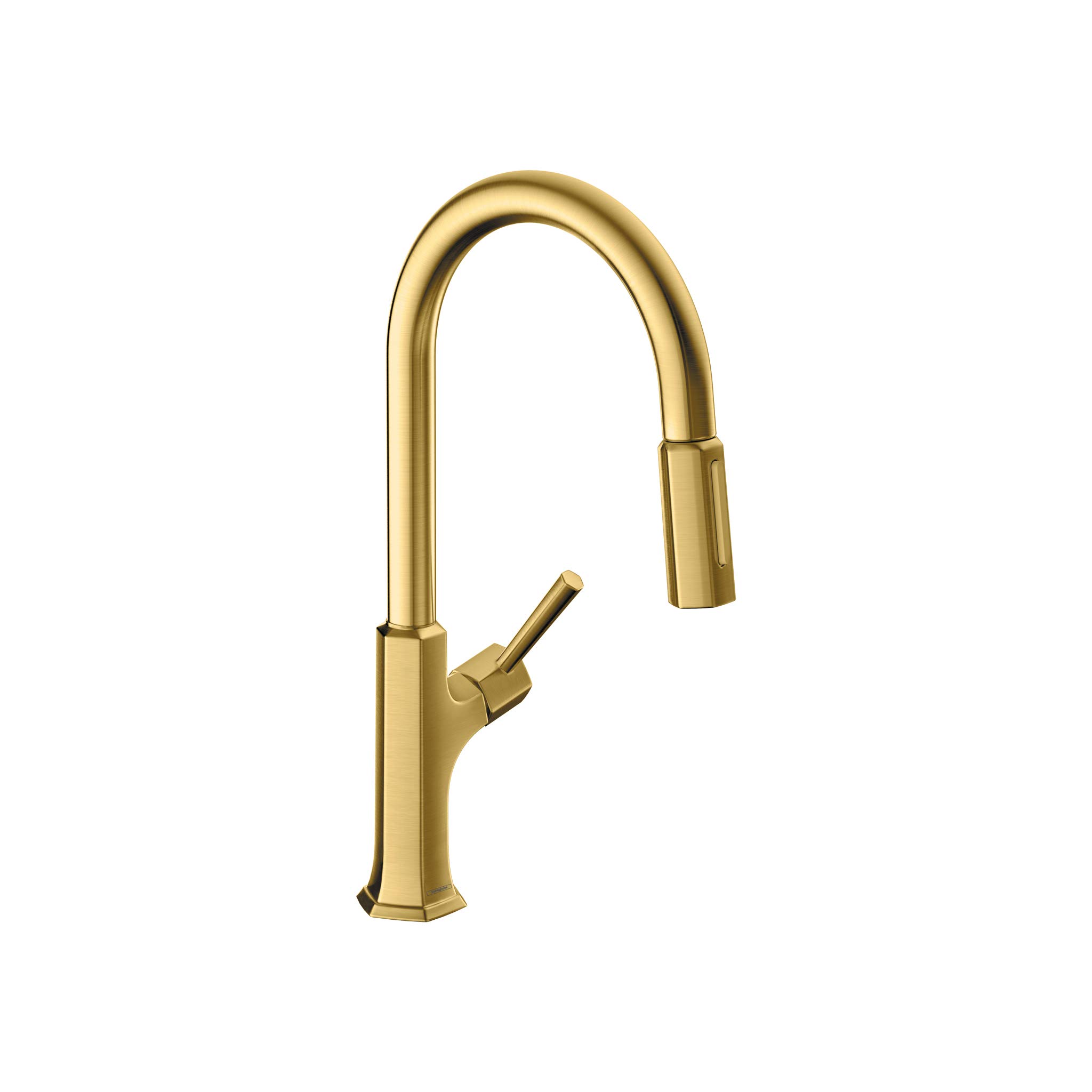 Hansgrohe Locarno High Arc Pull Down Kitchen Faucet in Brushed Gold - Modern Single Handle Sprayer Faucet for Kitchen Sink | Perfect for Contemporary Home, Restaurant & Commercial Use (Model 04827250)