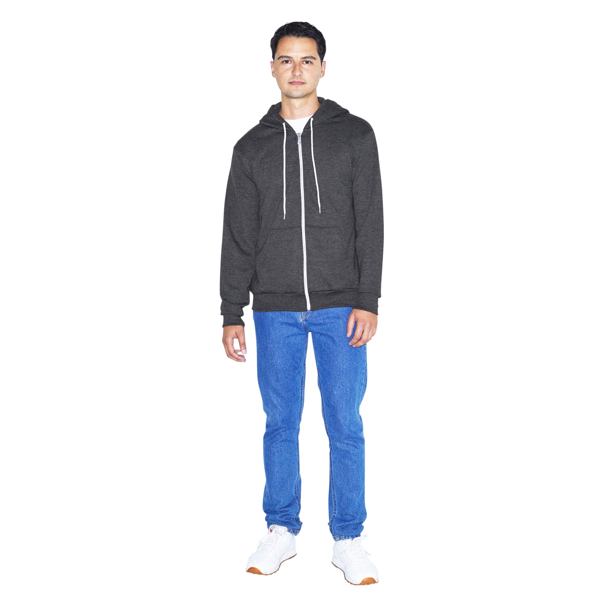 American Apparel Men's Flex Fleece Long Sleeve Zip Hoodie - Comfortable Pullover for Gym, Running & Casual Wear | Winter Warm Fleece Lined Jacket for Outdoor Activities