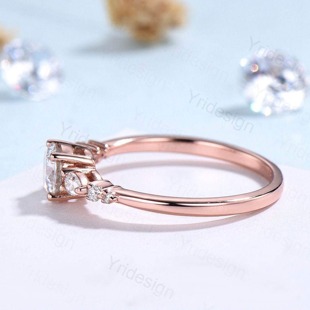 3ct Unique Moissanite Engagement Ring - Dainty Rose Gold Wedding Band for Women, Minimalist Promise Ring for Bride, Anniversary Gift - Perfect for Proposals, Weddings & Special Occasions