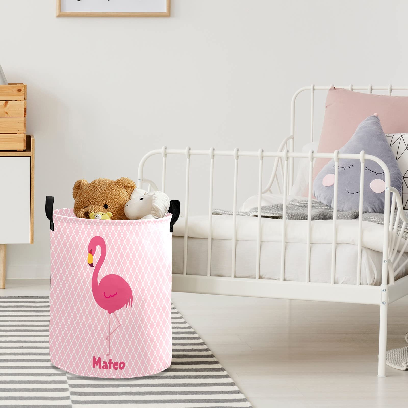 Flamingo Laundry Basket - Collapsible Hamper for Kids Room & Nursery Decor