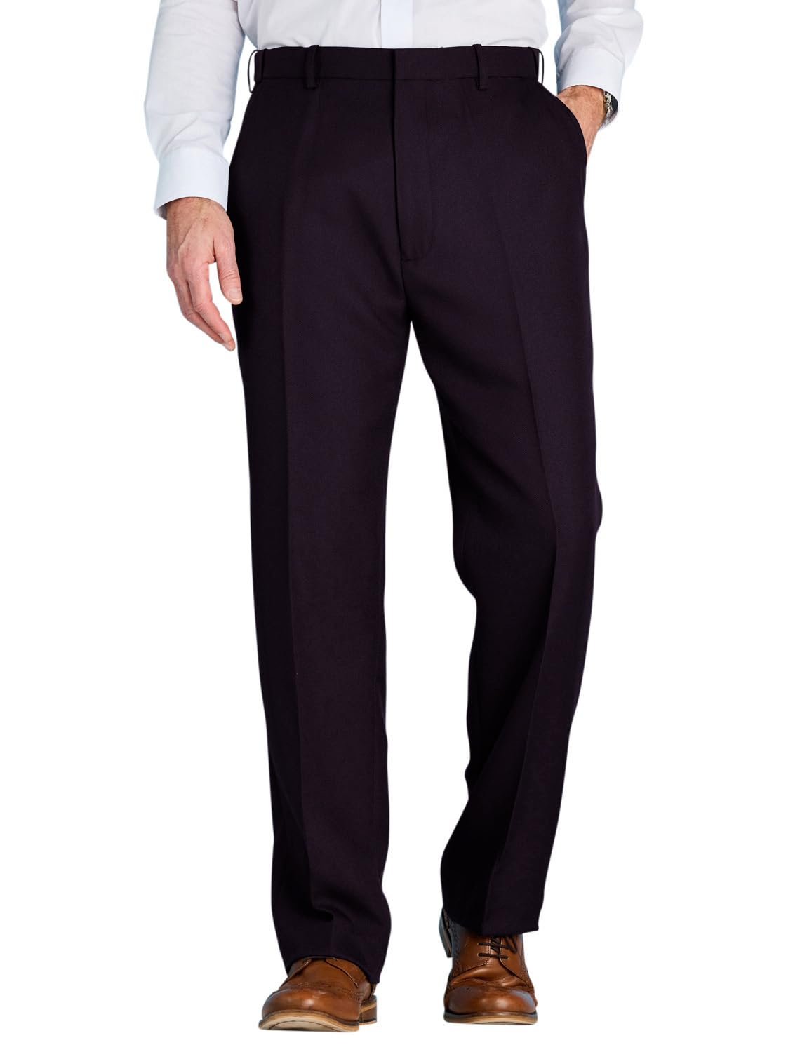 Chums Men's Stretch Waist Formal Work Pants - Comfortable Dress Slacks with Hidden Elastic Waistband for Office, Business & Professional Occasions