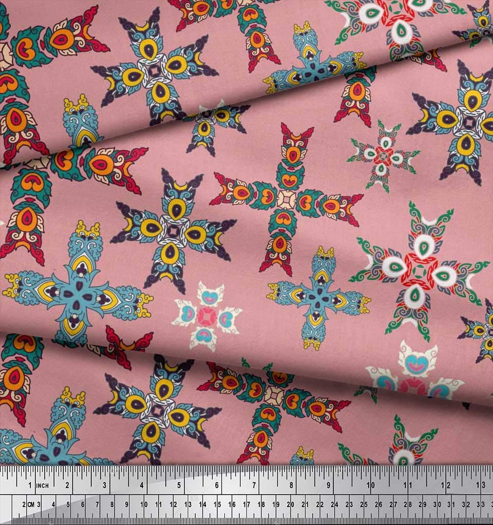 Soimoi Moss Georgette Brown Fabric by The Yard - 42 Inch Wide Moroccan Printed Fabric with Exotic Intricate Designs for Dresses, Curtains & Home Decor | Perfect for Boho Fashion, DIY Sewing Projects & Interior Design