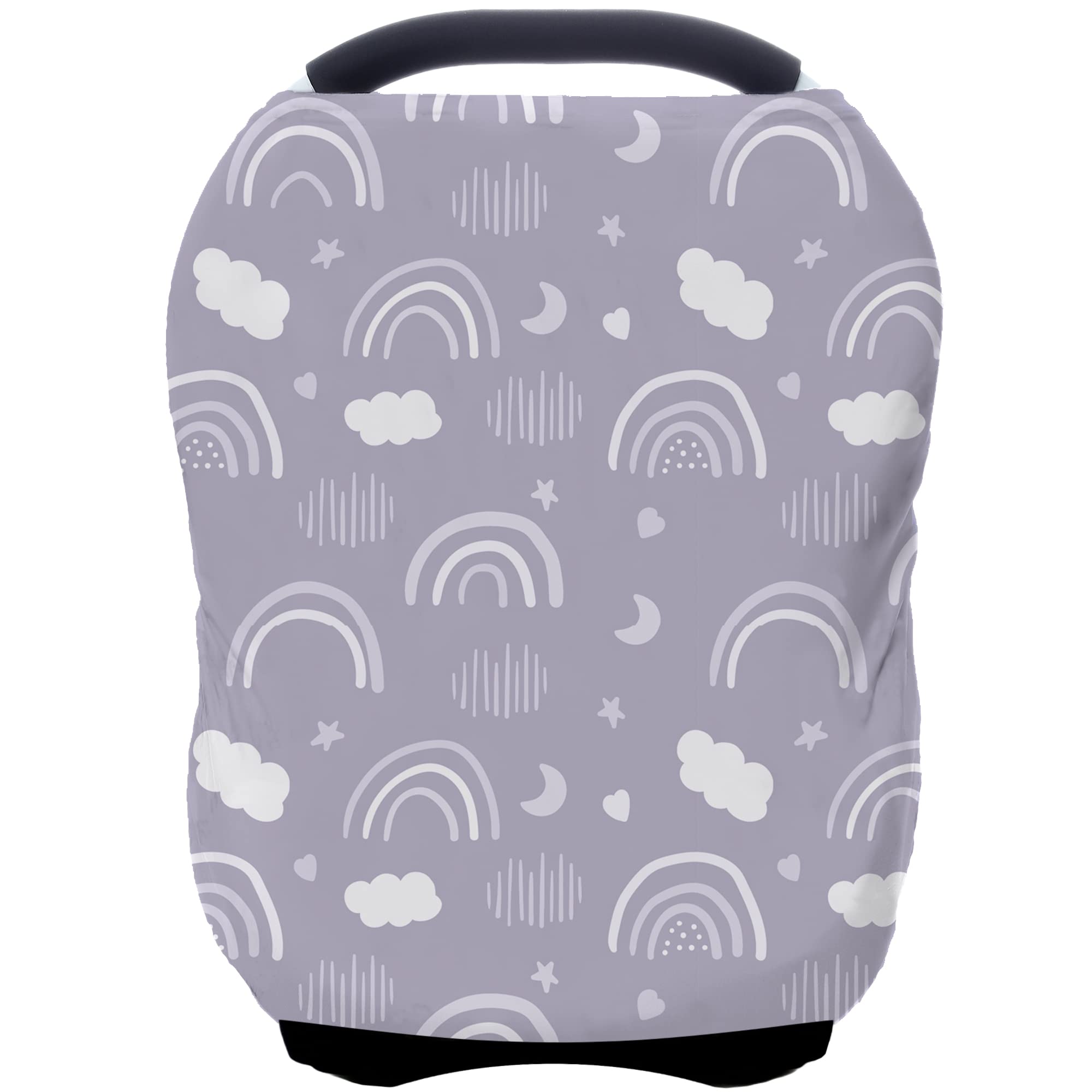 Premium Baby Car Seat Covers - Universal Nursing Car Seat Canopy & Breastfeeding Cover, Soft Grey Rainbow Design, Ideal Baby Shower Gift for Boys & Girls | Perfect for Travel, Shopping & Outdoor Activities