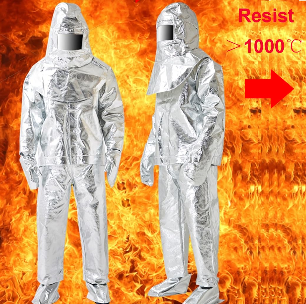Fire Resistant Suit - 1000°F Heat Resistant Aluminized Fireproof Clothing for Welding, Foundry & Emergency Fire Protection