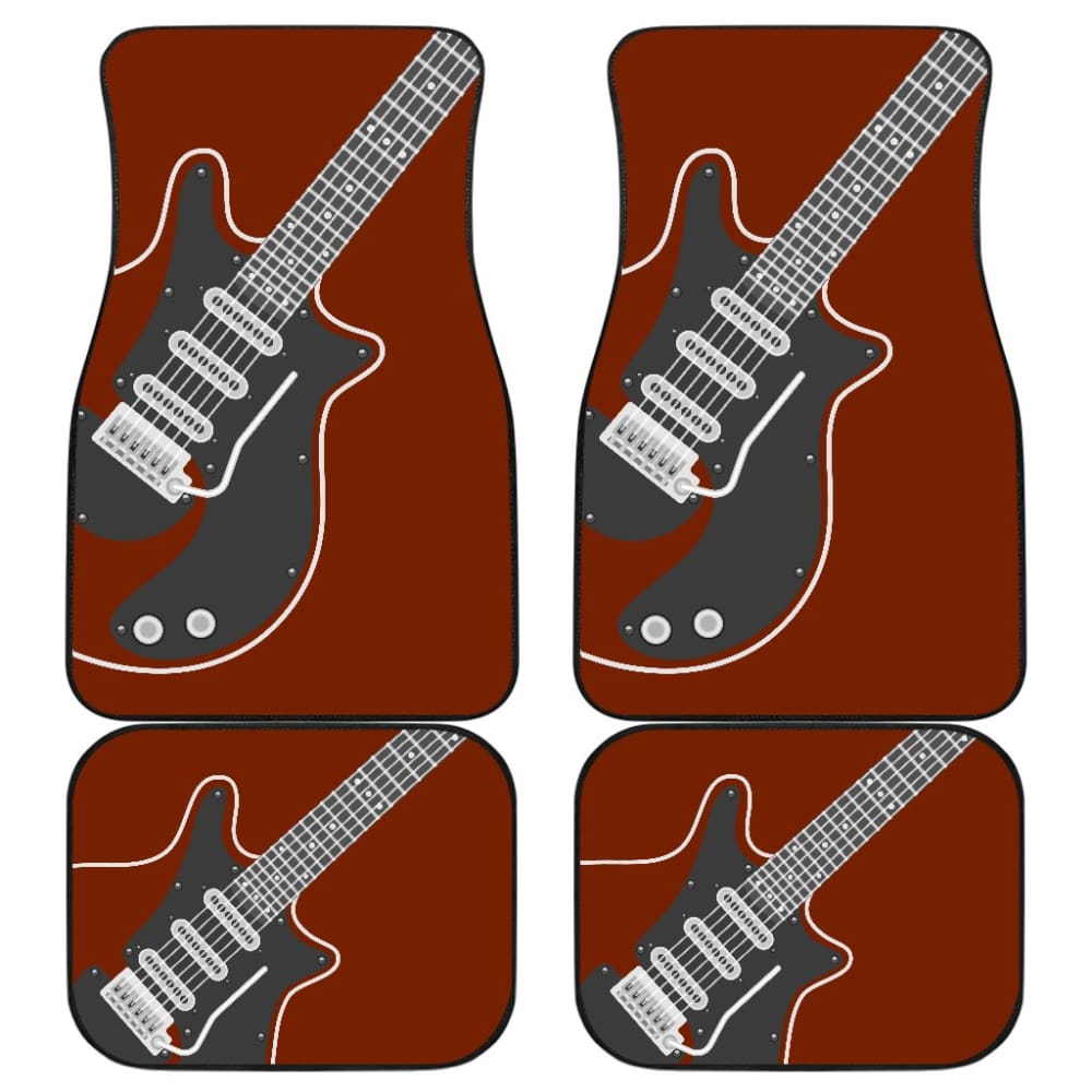 Premium Red Themed Electric Guitar Car Floor Mats - Non-Slip, Custom Fit for Cars & SUVs - Perfect for Music Lovers & Road Trips