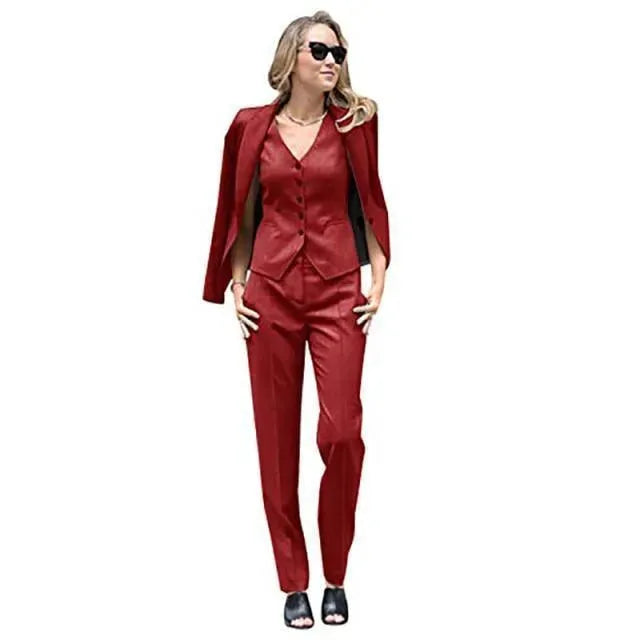 Women's Slim Fit 3-Piece Pant Suit Set - Professional Office Wear & Business Attire for Work, Interviews & Formal Events