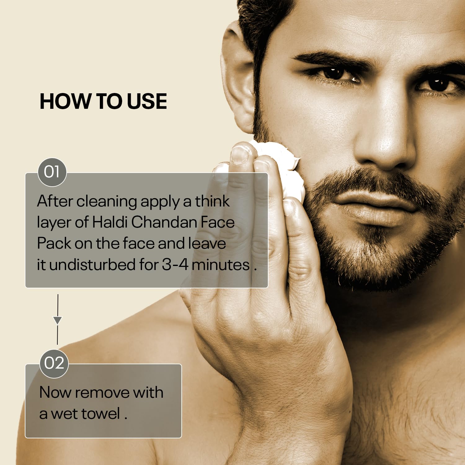 Qraa Men Haldi Chandan Face Pack - Turmeric & Sandalwood Brightening Face Mask for Men (120g) | Natural Skin Lightening Treatment | Reduces Acne, Blackheads & Oily Skin | Perfect for Daily Skincare Routine & Post-Shave Soothing