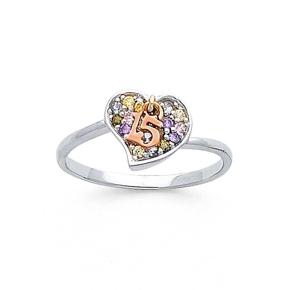 14K Yellow Gold Quinceañera Ring for 15th Birthday - Cubic Zirconia CZ Fashion Jewelry | Perfect for Sweet 15 Celebrations, Anniversary Gifts & Special Occasions