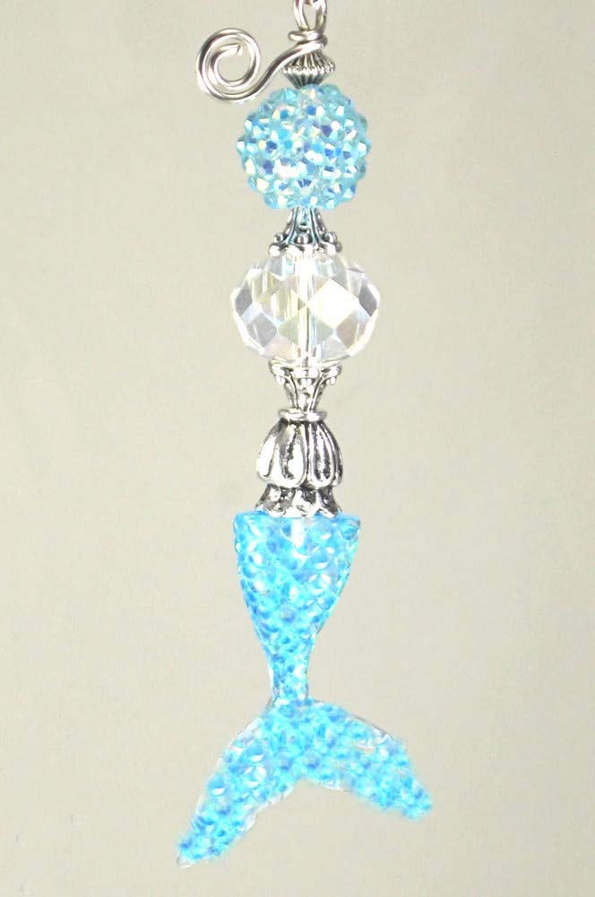 Sparkling Blue & Clear Mermaid Tail Ceiling Fan Pull Chain with Faux Rhinestones - Perfect for Beach House Decor, Nautical Bedroom, and Coastal Home Accessories