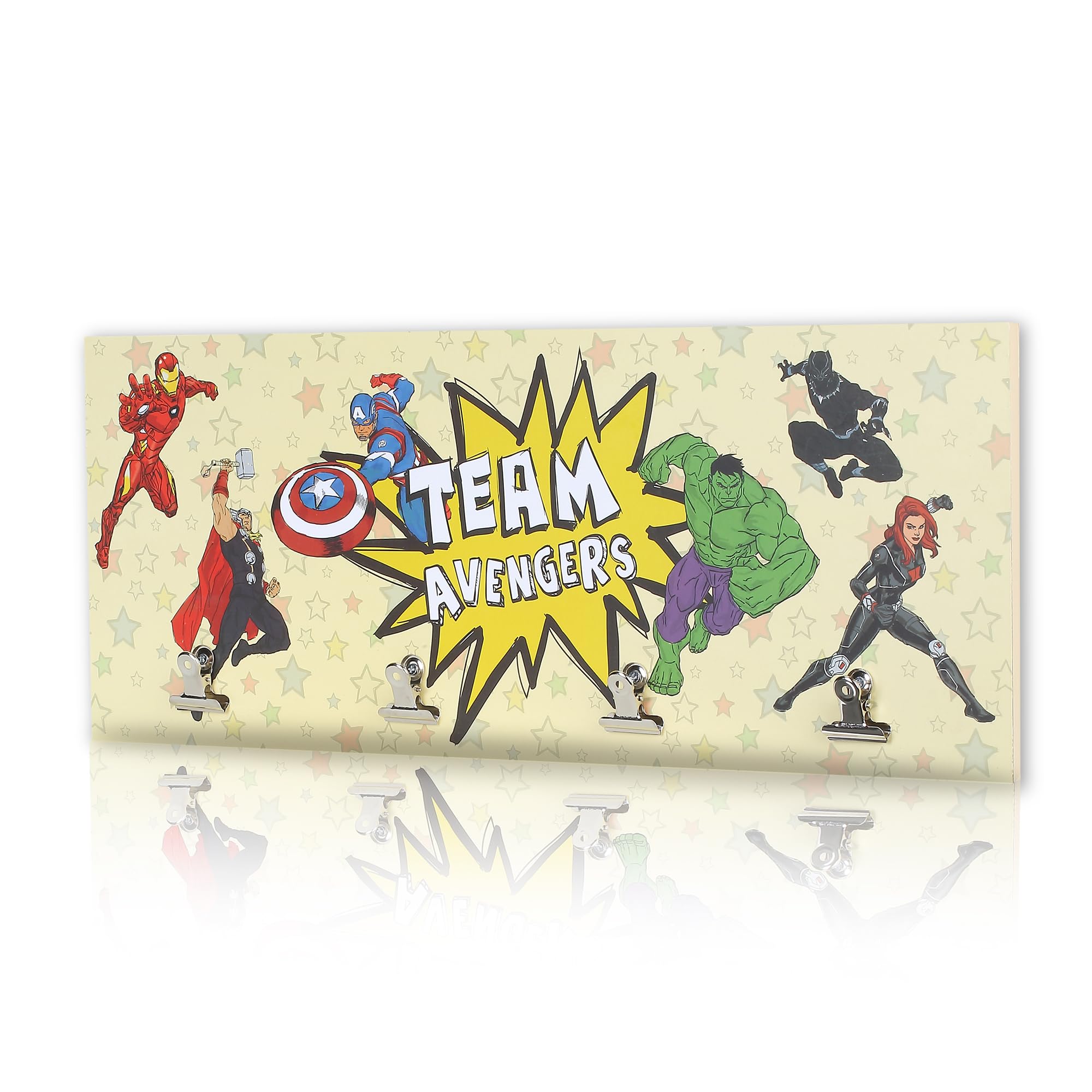 Marvel Avengers & Team Avenger Quote Wall Mounted Poster Plaque with Clips - Kitchen & Office Organization Decor - Display Notes & Stationery on Kids Playroom & Nursery Walls - Perfect for Superhero Fans & Home Organization