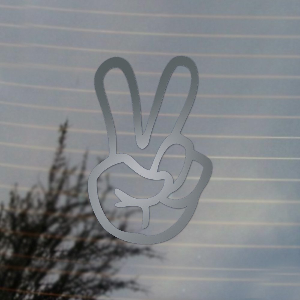 Peace Hand Sign Vinyl Decal for Cosplay & Fan Activism - Silver | Perfect for Laptops, Cars & Protest Signs