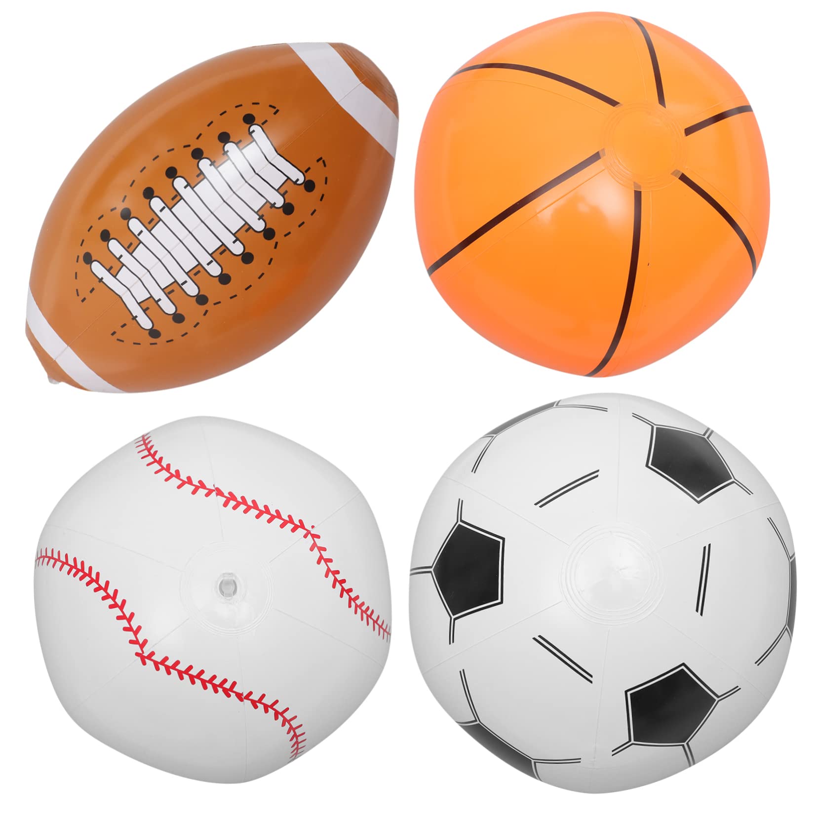 4-Pack Inflatable Beach Balls & Mini Basketballs - Outdoor Water Toys for Kids, PVC Pool Party Supplies, Summer Beach Games, Sports Activities (Perfect for Swimming Pools, Backyard Play & Beach Vacations)