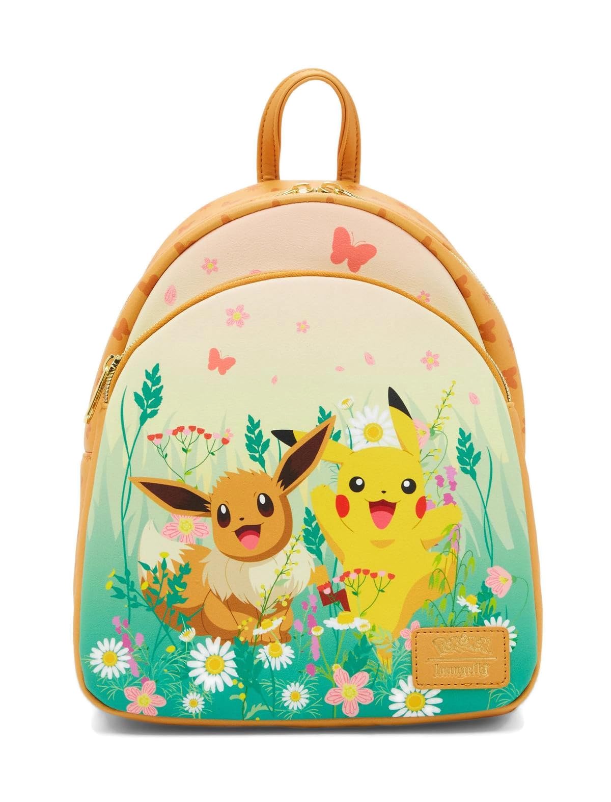 Loungefly Pokemon Eevee Spring Flowers Mini Backpack Brown - Cute Anime Crossbody Bag for Women Girls, Perfect for School, Travel & Cosplay