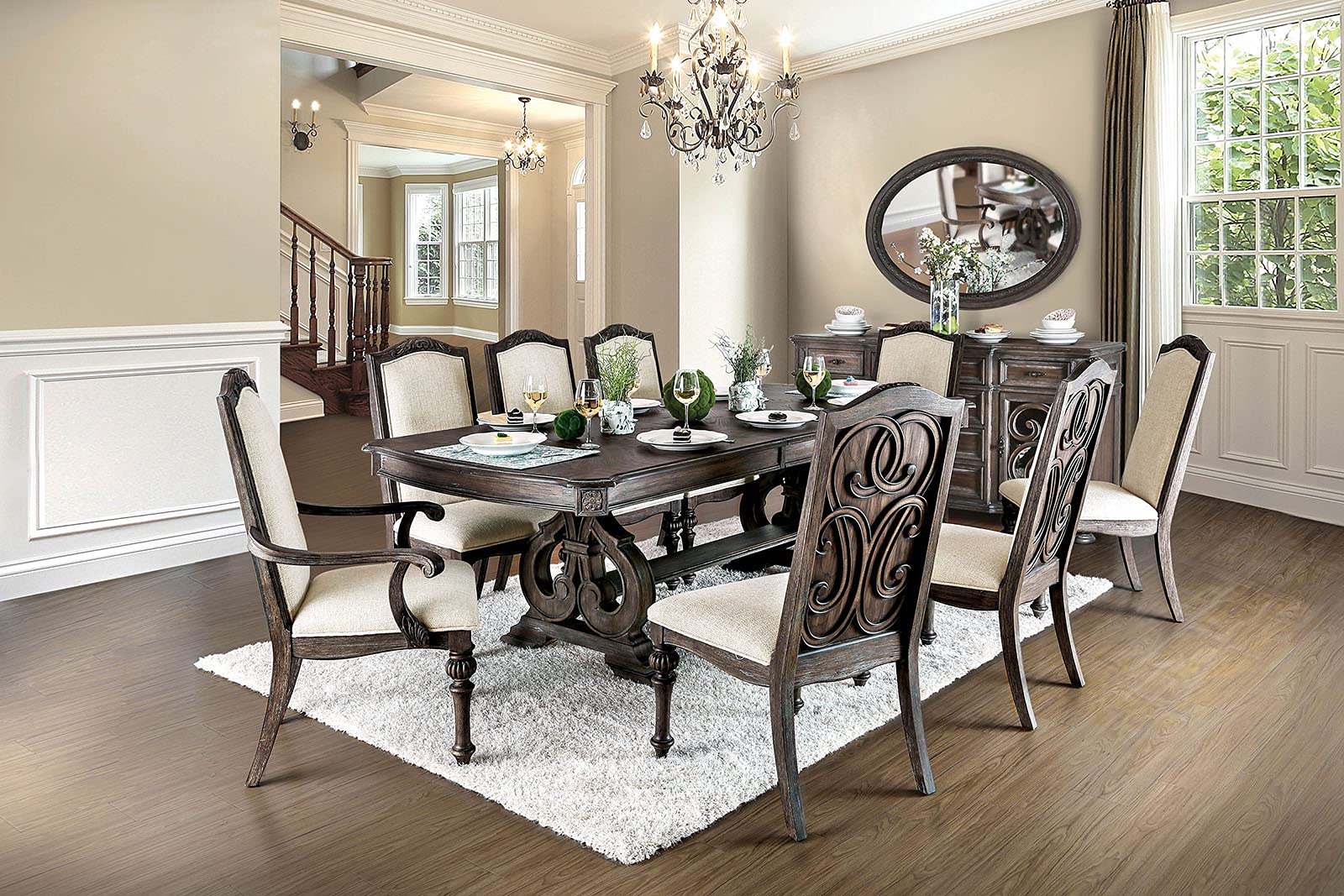 Simple Relax SR03CM3150T-TABLE Rustic Natural Tone Dining Table - Perfect for Farmhouse, Cottage & Country Style Dining Rooms