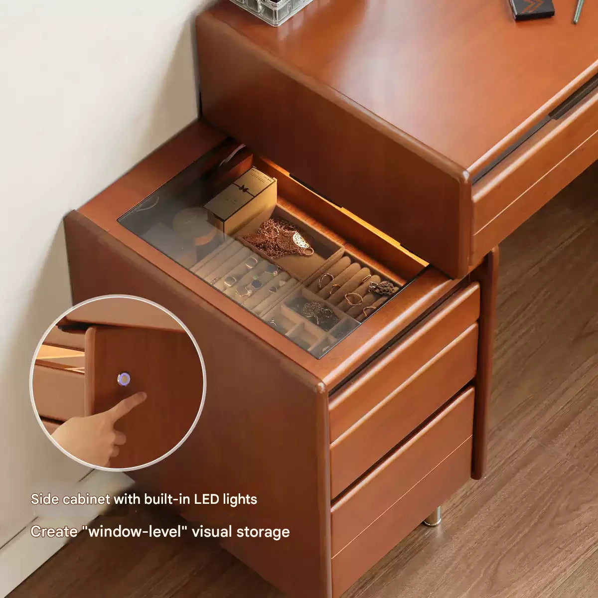 Modern Poplar Solid Wood Bauhaus Dressing Table - Multi-Functional Vanity Desk with Mirror & Storage for Bedroom, Home Office, or Apartment