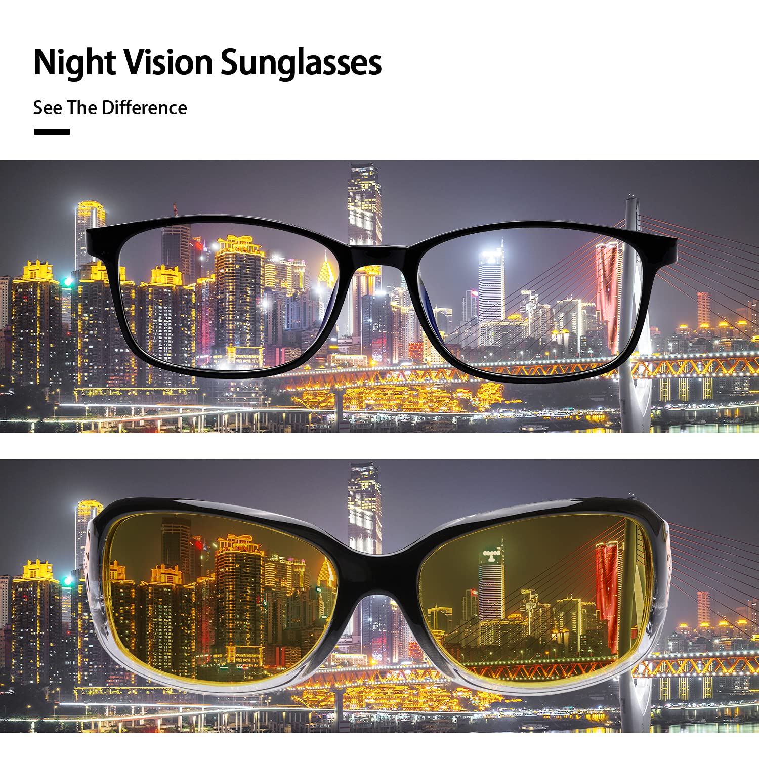 LVIOE Polarized Night Vision Glasses - Yellow Tinted for Women Driving at Night