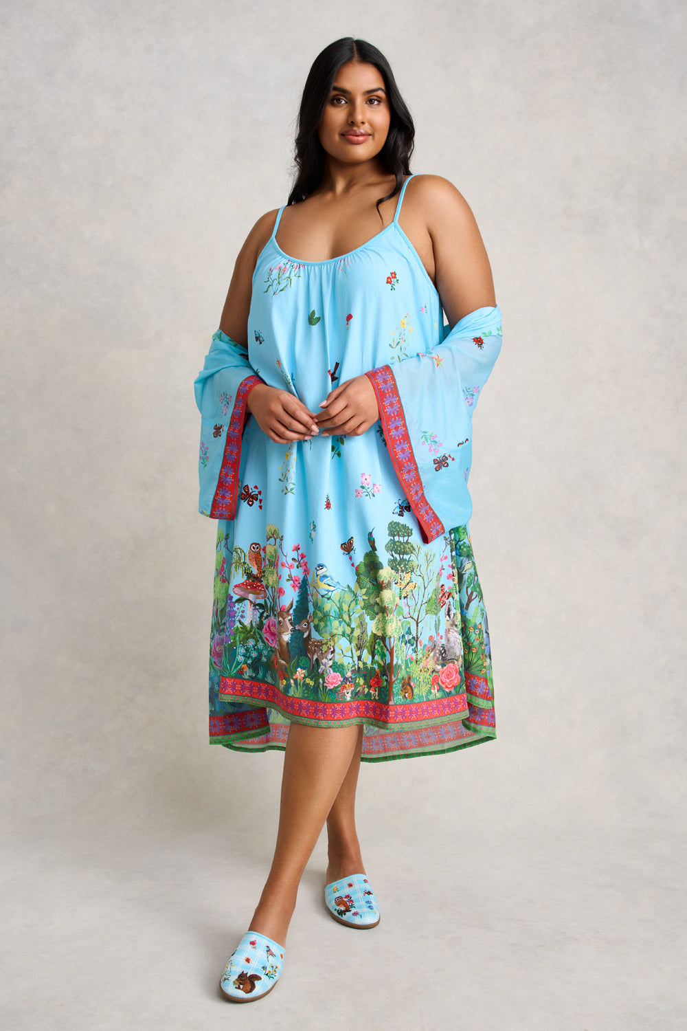 Nathalie Lété Cotton Silk Kimono - Summer Forest Print Floral Robe | Lightweight Women's Loungewear for Beach Cover Up, Vacation & Boho Style