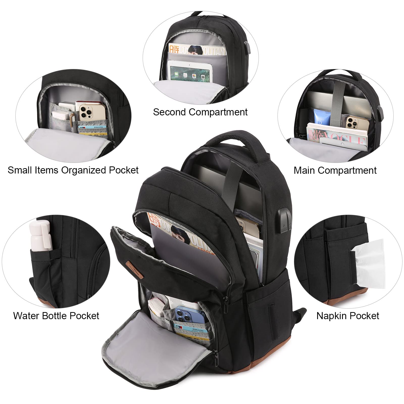 LOVEVOOK Classic Water Resistant Backpack for Women & Men - 15.6 Inch Laptop Compartment, College School Bookbag - Perfect for Work, Travel & Daily Commute | Durable Daypack for Students & Professionals