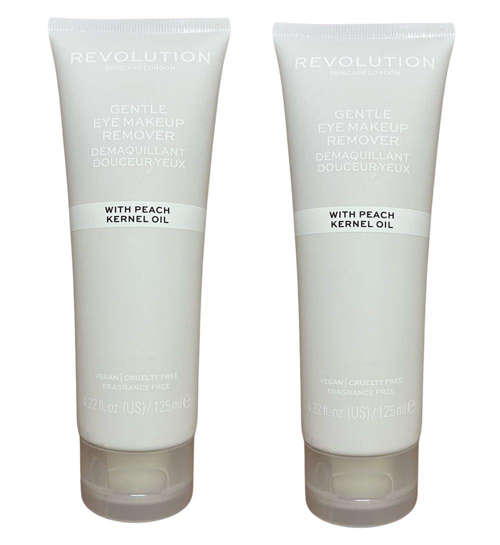 Makeup Revolution Skincare London Gentle Eye Makeup Remover with Peach Kernel Oil - 2 Pack | Soothing & Hydrating for Sensitive Eyes | Perfect for Daily Use & Travel