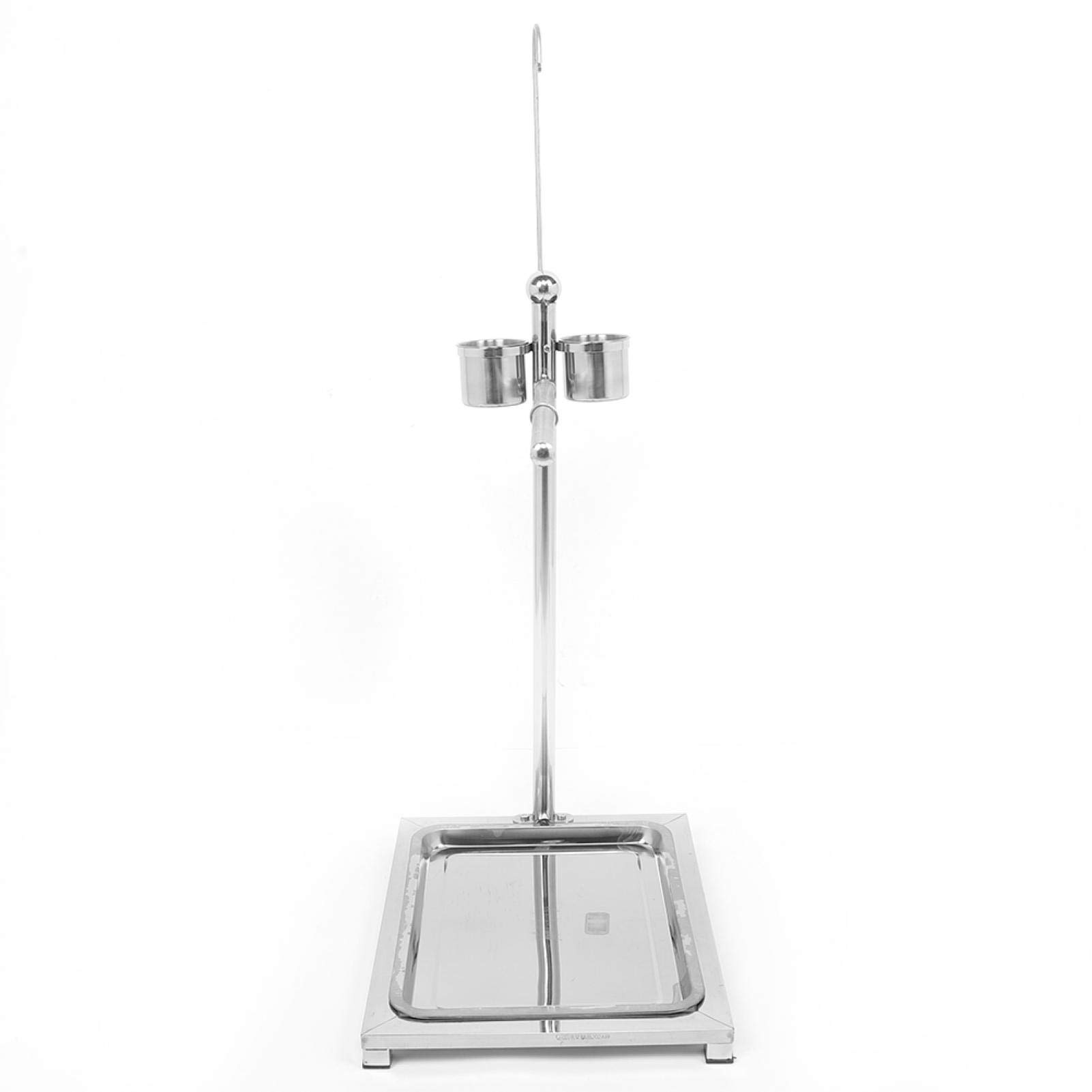 EVTSCAN Stainless Steel Bird Stand for Parrots - Training Perch with 2 Food Bowls (44 x 33 x 60cm) | Durable Bird Play Gym for Cockatiels, Macaws & Pet Birds | Perfect for Training, Feeding & Playtime at Home