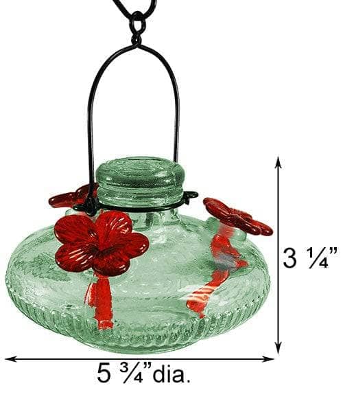 Premium Green Bloom Hummingbird Feeder - Handmade Glass Nectar Feeder with Ant Moat & 5 Feeding Ports - Attract Hummingbirds to Your Garden, Patio or Backyard (Great Gift for Bird Lovers)