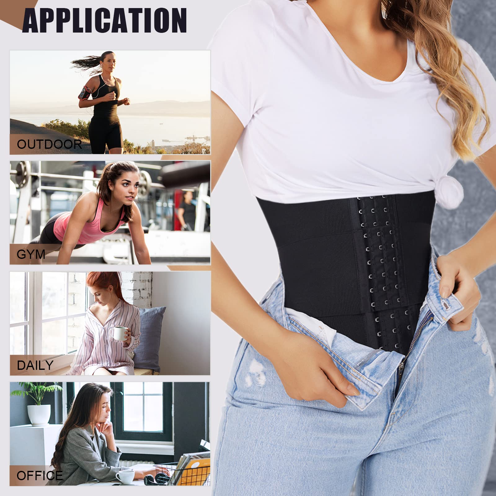 Lover-Beauty Waist Trainer for Women - Black XXL - Waist Slimming Corset Belt for Tummy Control & Body Shaping | Perfect for Workouts, Postpartum Recovery & Everyday Wear