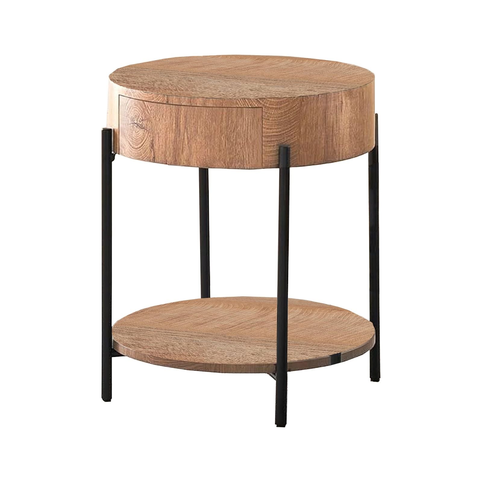 Woodstock American Oak Felled Round Side Table 460mm - Perfect for Living Room, Bedroom, or Outdoor Patio Furniture