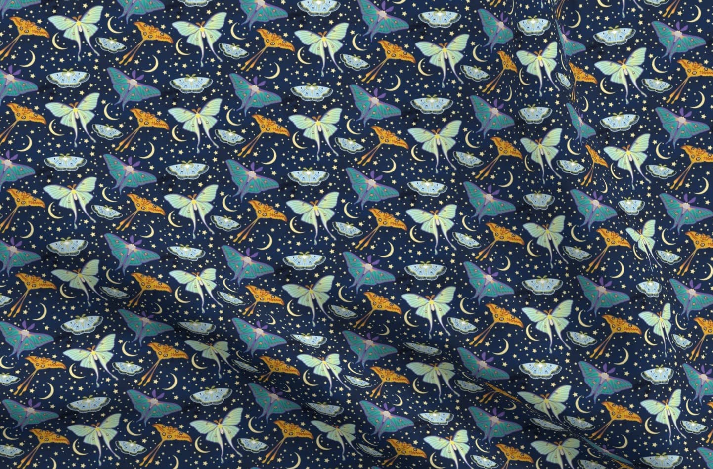 Moon Moths Printed Minky Fabric Fat Quarter - Soft Plush Fabric for Baby Blankets, Quilt Backing & Sewing Projects - DIY Nursery Decor & Cozy Home Textiles