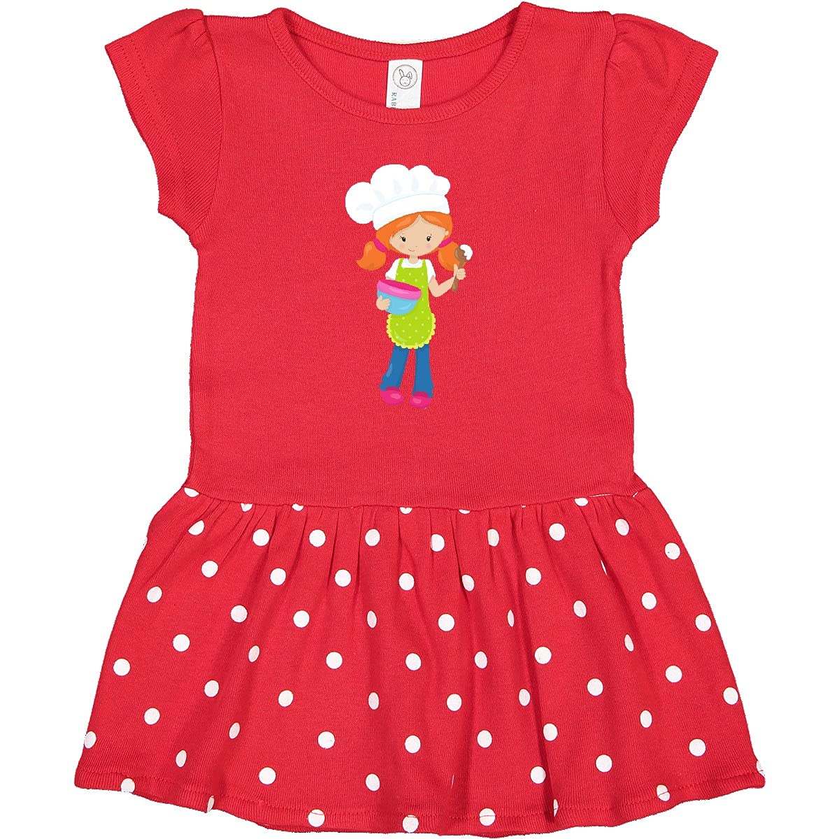 Inktastic Cute Orange Hair Girl Baking Baker Bakery Infant Dress - Perfect for Birthday Parties, Baking Classes & Toddler Photoshoots