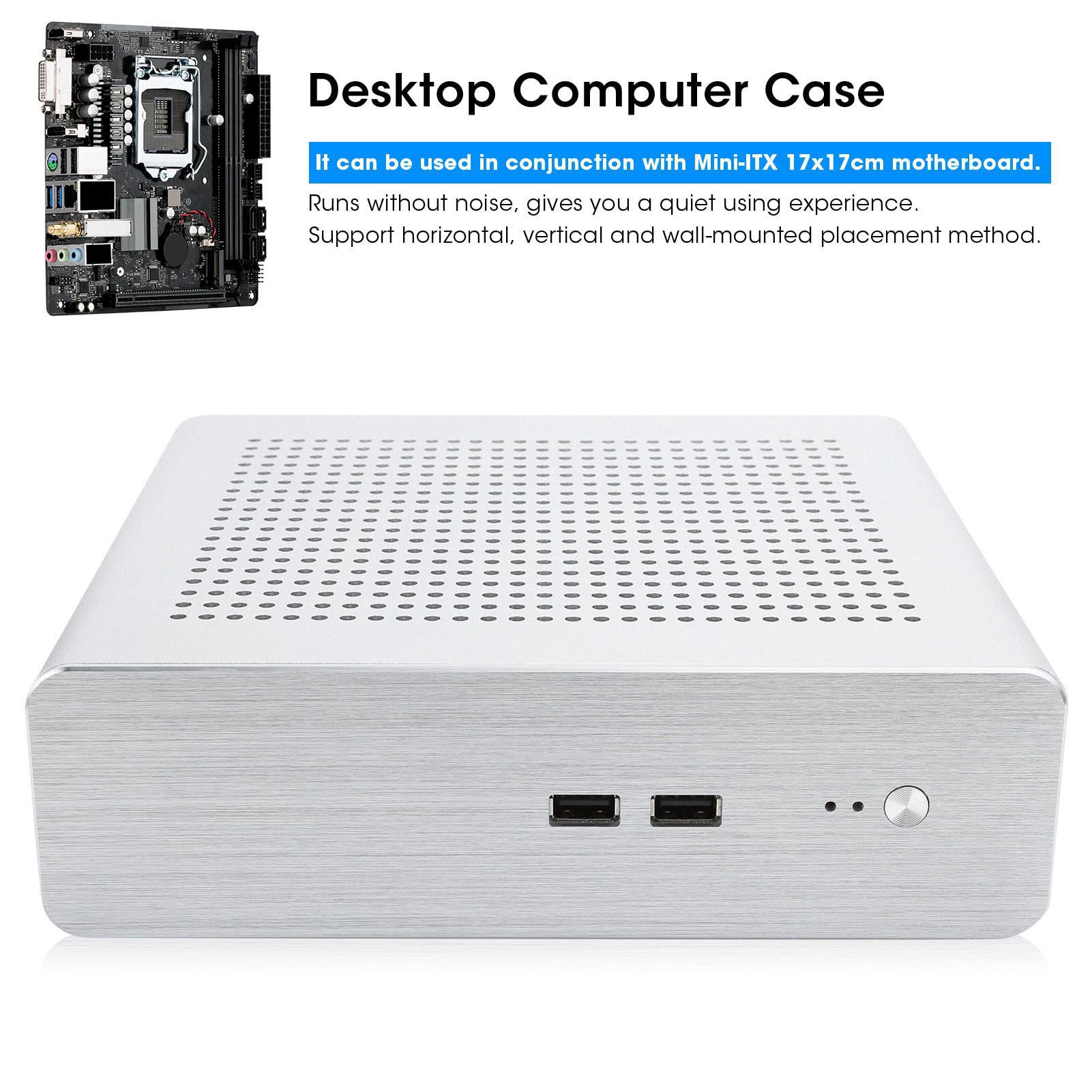 Compact ITX Mini PC Case - Aluminum Gaming Computer Chassis with 4 x 4010 Cooling Fans | Sleek Silver Design for Home Office, Hotel Computers, Digital Signage & Advertising Displays | Perfect for Space-Saving Workstations & Entertainment Setups