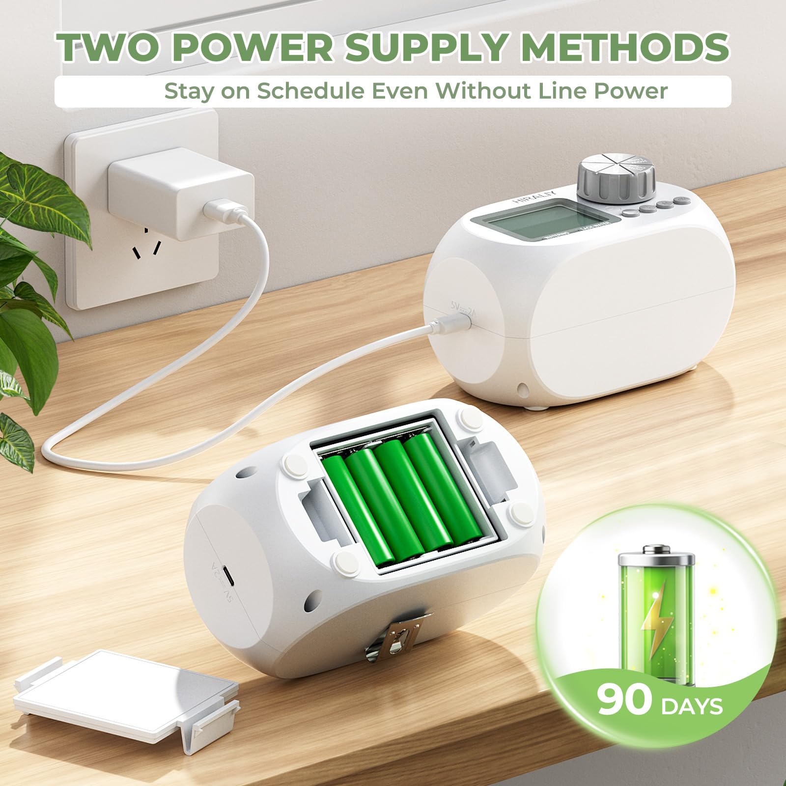 HIRALIY Automatic Indoor Potted Plant Drip Irrigation Kit with Timer - USB & Battery Powered, Pressure Compensating Drippers for Home Garden, Greenhouse & Balcony Plants