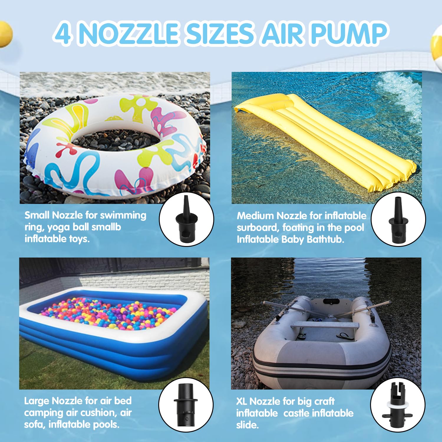 600W High-Power Electric Air Pump for Inflatable Boats, Air Mattresses & Water Sports Gear - 110-120V AC Quick Inflation Pump for Kayaks, Paddle Boards, Pool Floats, Gymnastics Mats - Portable Air Compressor for Camping, Beach Trips & Home Use