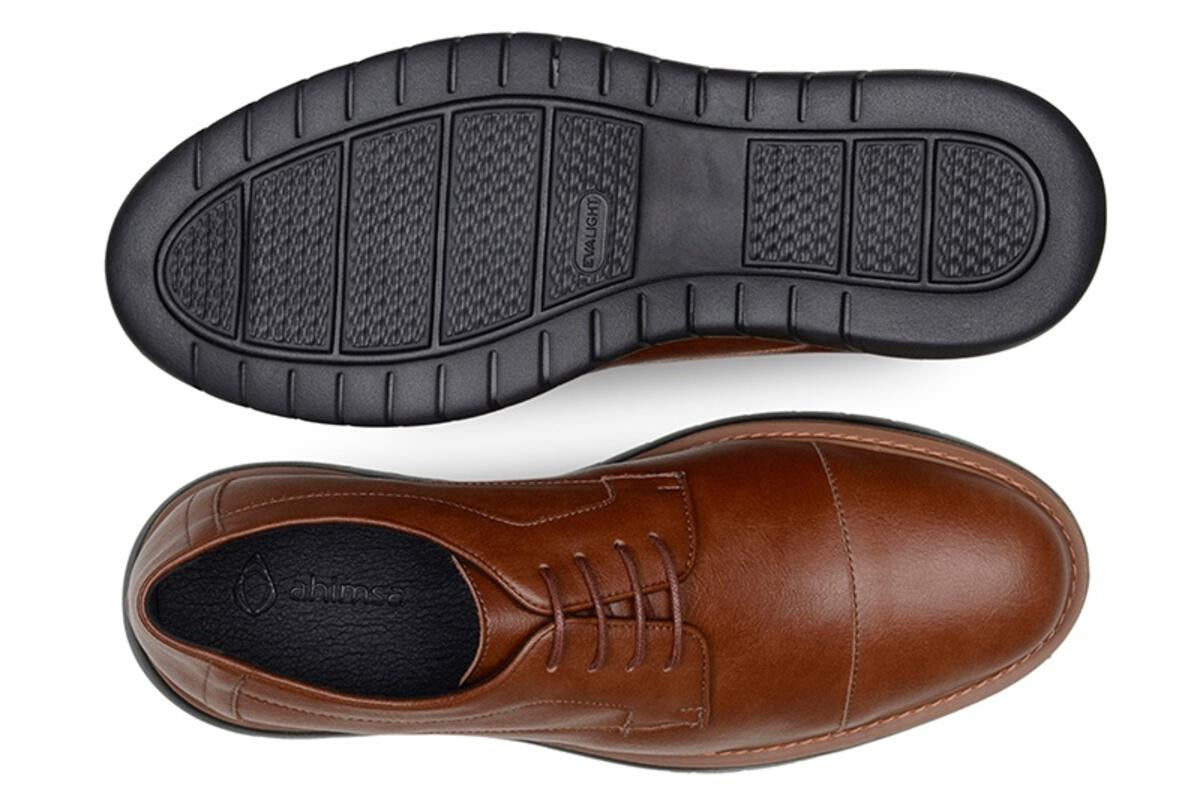 Ahimsa Vegan Leather Jack Oxford Shoes in Cognac - Wide Width Available - Perfect for Business Casual & Office Wear