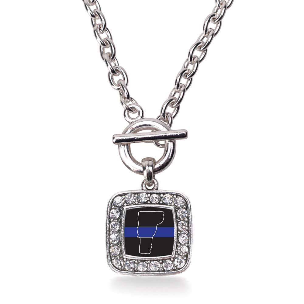 Inspired Silver - 18 Inch Sterling Silver Square Charm Necklace with Cubic Zirconia | Elegant Jewelry for Women | Perfect for Parties, Weddings & Everyday Wear