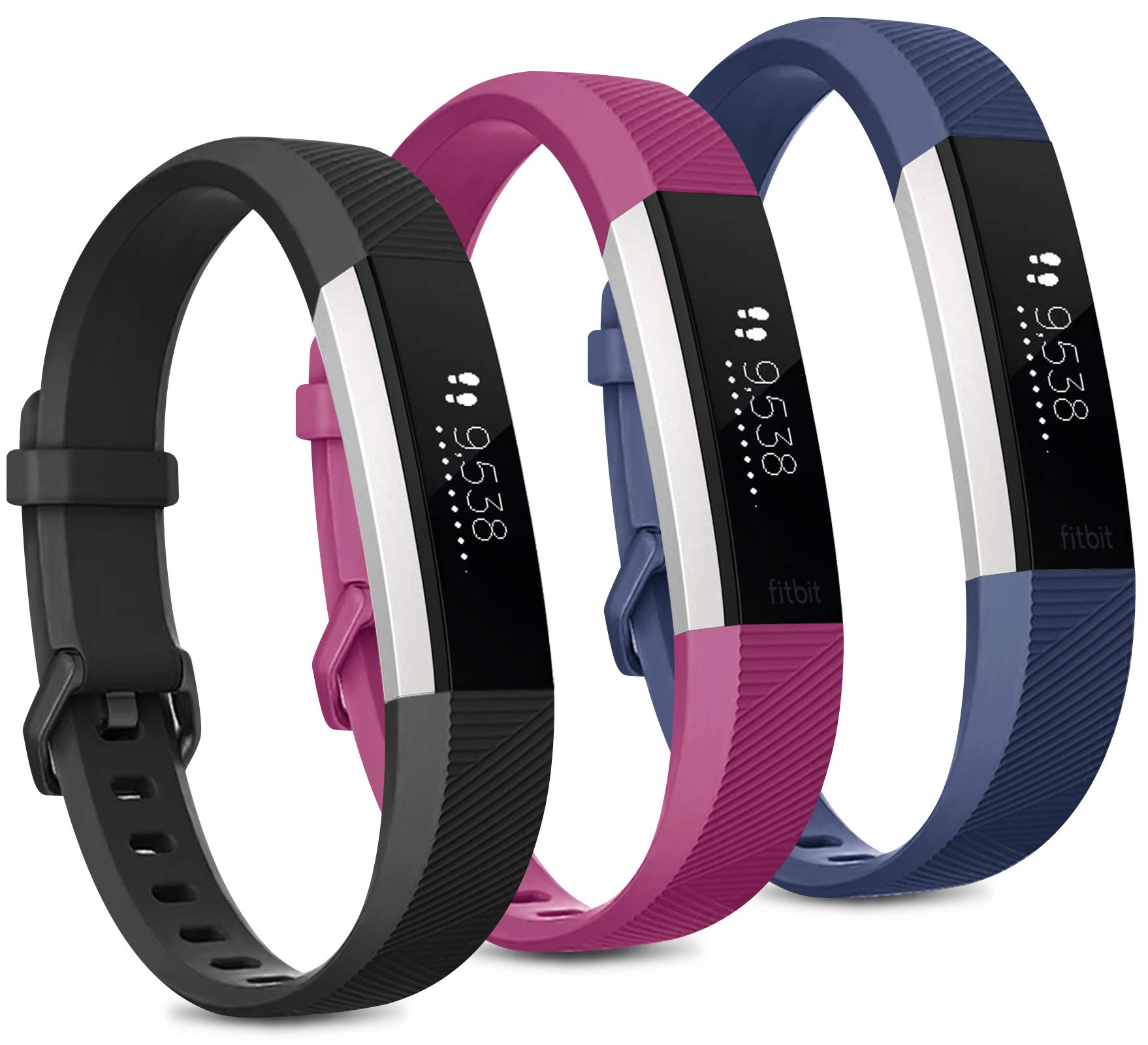 3 Pack Replacement Bands Compatible with Fitbit Alta & Alta HR - Adjustable Soft Silicone Sport Wristbands for Women & Men - Perfect for Fitness Tracking, Running & Daily Wear