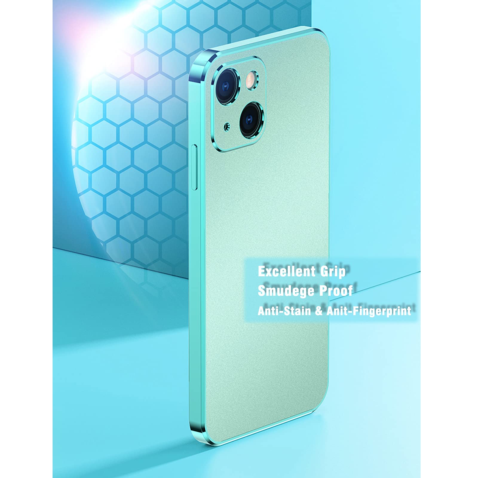 Shockproof iPhone 13 Pro Max Case (6.7 Inch) - Slim Fit Matte Phone Cover with Glitter Plating Edge, Anti-Fingerprint & Flexible TPU Protection for Women | Perfect for Everyday Use, Work & Travel (Teal, 2021 Model)