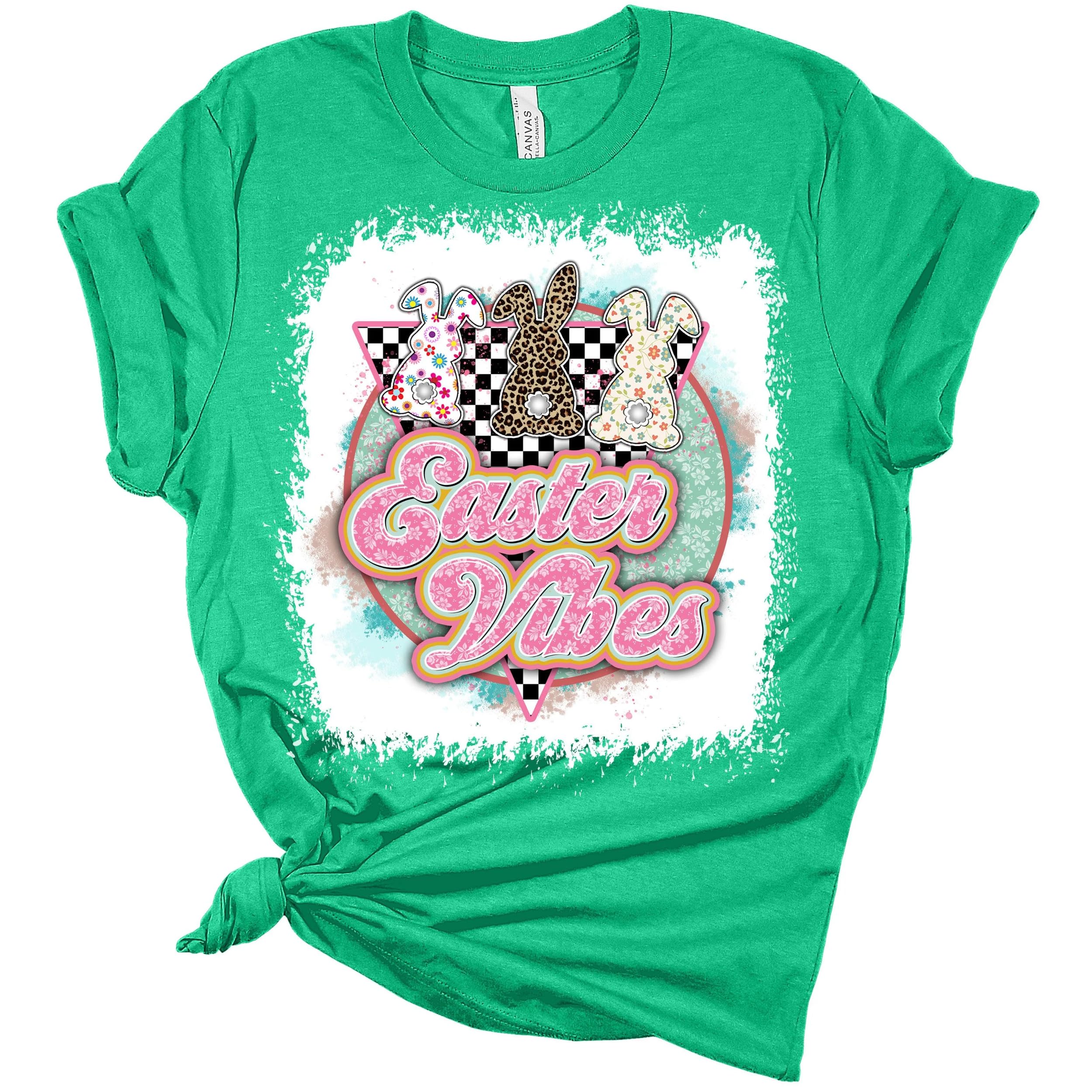 Funny Easter Graphic T-Shirt for Women - Cute Easter Vibes Tee - Perfect for Easter Parties, Egg Hunts & Spring Outfits