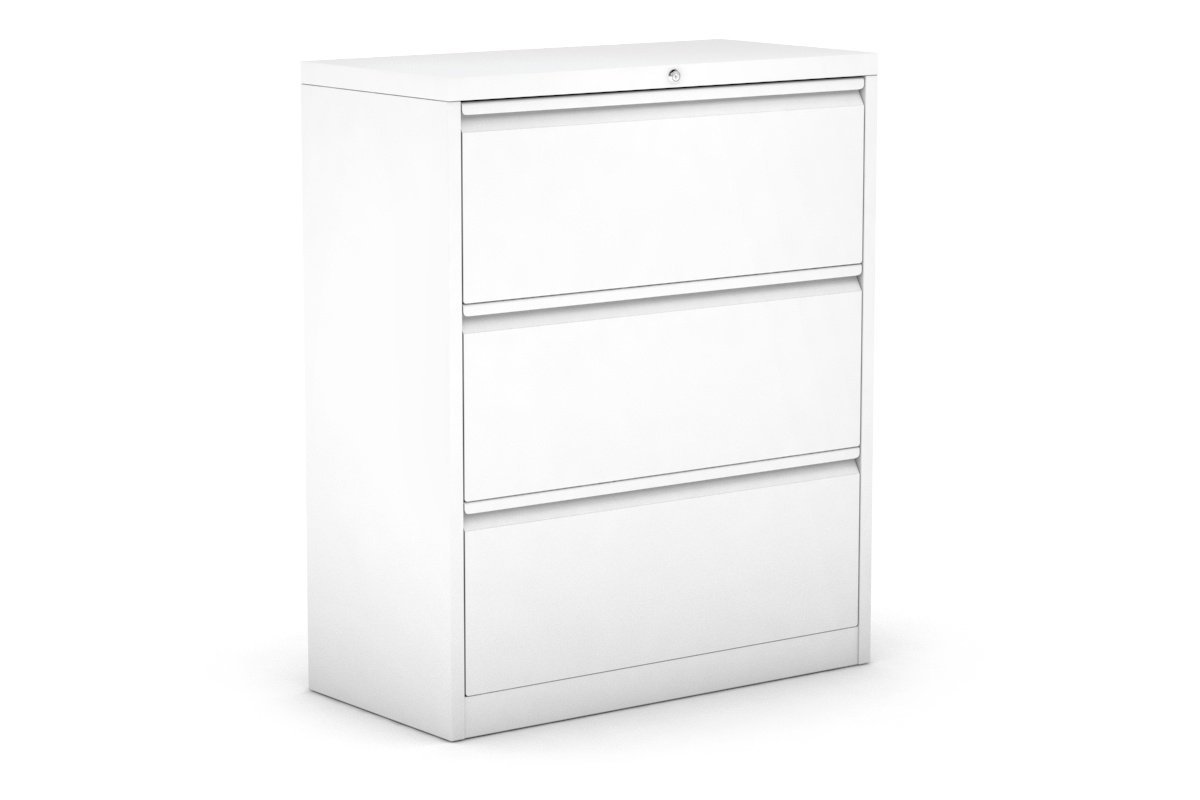 3-Drawer Metal Lateral Filing Cabinet in White - Office Organization & Document Storage Solution for Home & Business