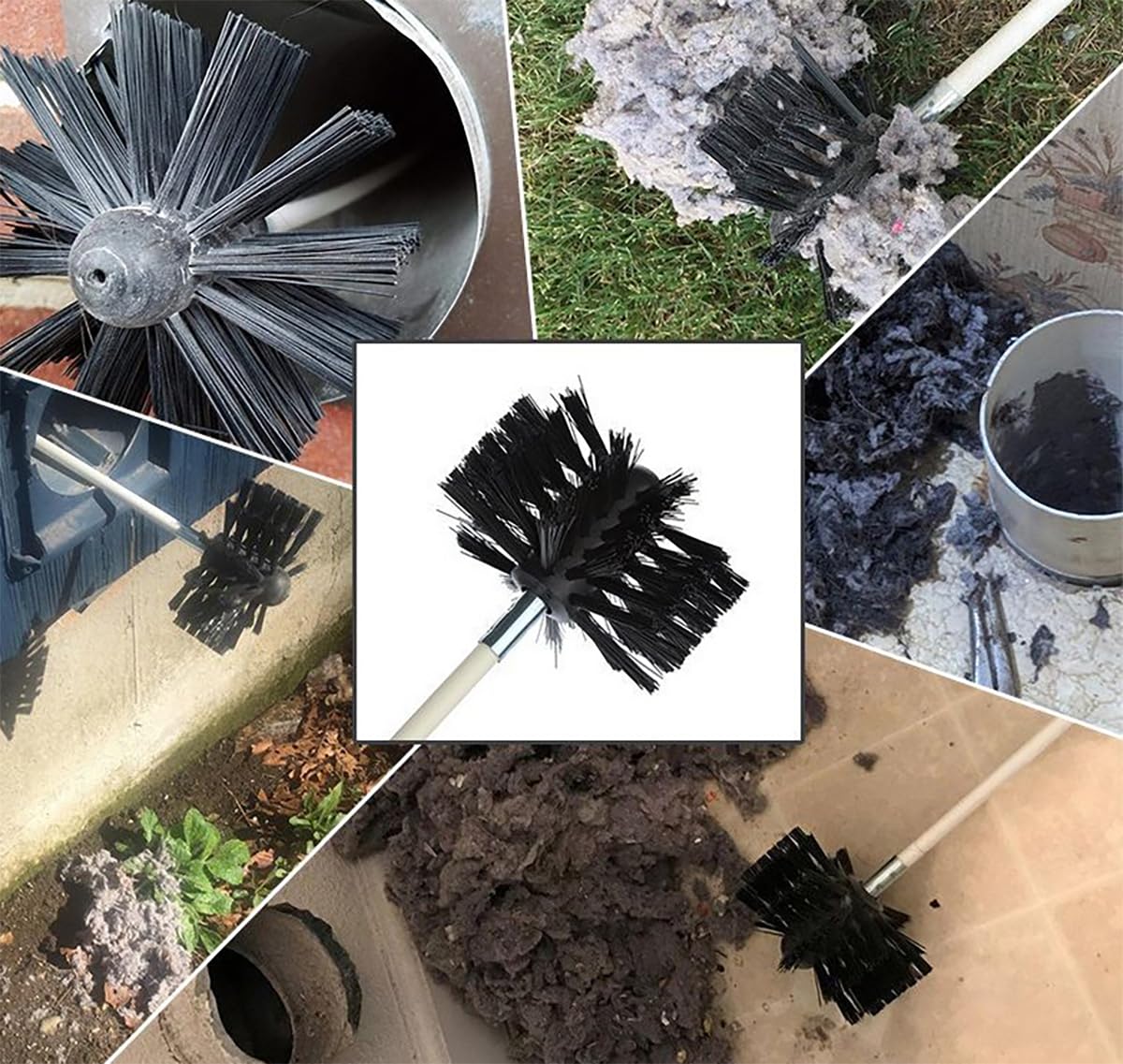 19-Piece Chimney & Dryer Vent Cleaning Kit - 12 Nylon Rods, 2 Brush Heads, 2 Drill Connectors, 1 Long Brush - Fireplace & Duct Cleaning Tools for Home Maintenance & Safety