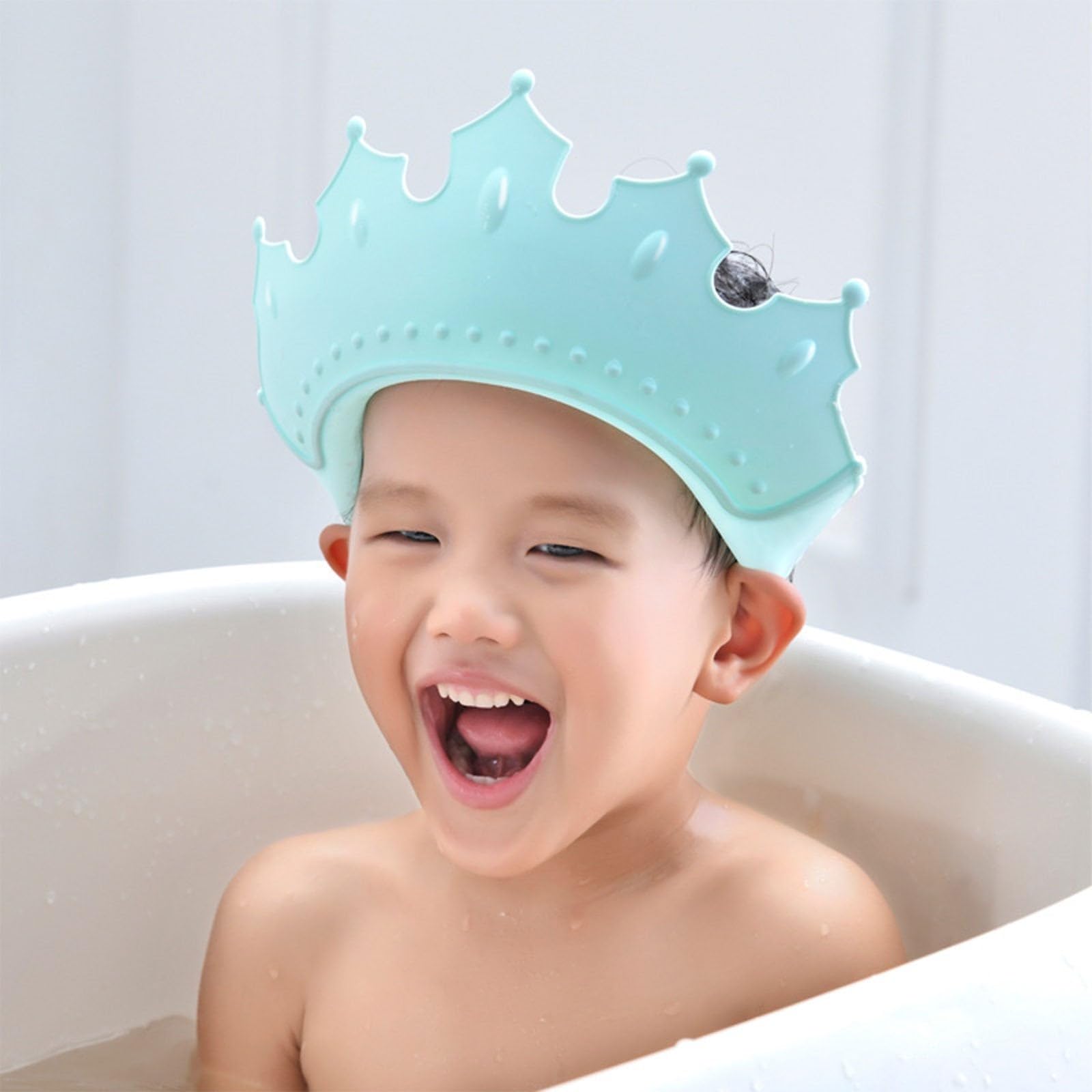 **Adjustable Baby Shower Cap with Crown - Waterproof Swim Cap for Kids & Babies - Eye, Ear & Head Protection for Bathing, Swimming & Hair Washing**